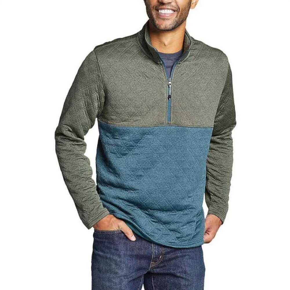 Eddie Bauer Quilted Half Zip Pullover Sweater